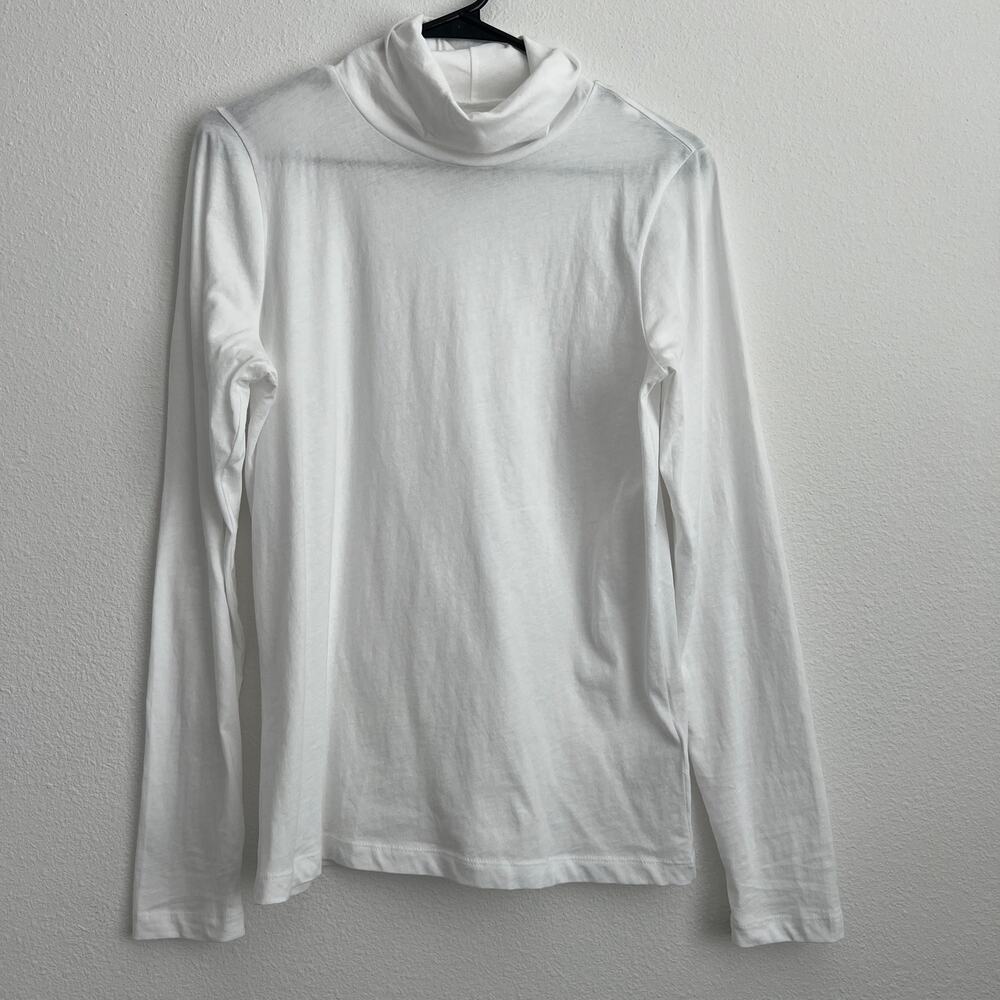 J Crew Factory Tissue Turtleneck Long Sleeve Medium White FLAW